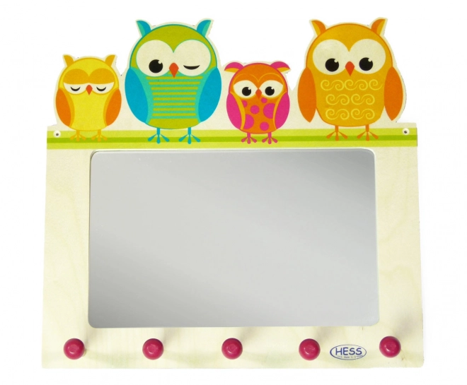 Porte-manteau Hess avec miroir famille de hiboux