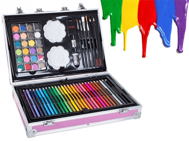Ensemble artistique créatif rose 145 pcs dans une valise