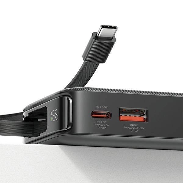 Powerbank avec une capacité de 10000mAh et charge rapide 20W avec câble USB-C intégré
