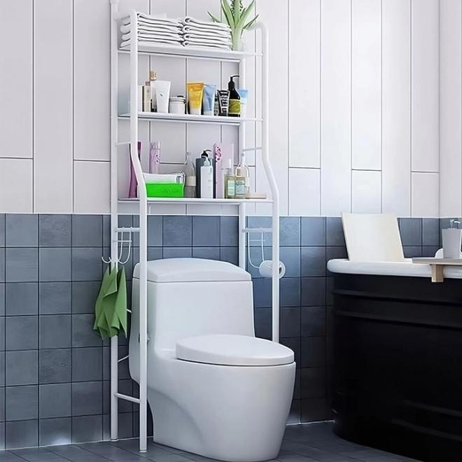 Étagère de salle de bain haute avec 3 étagères, structure en aluminium