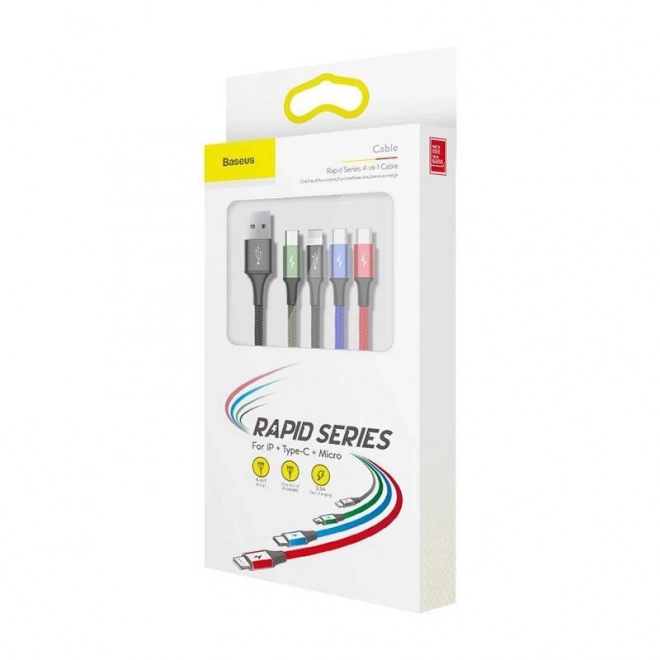 Baseus Câble USB rapide 4 en 1 2xUSB-C / Lightning / Micro 3,5A 1,2m - noir