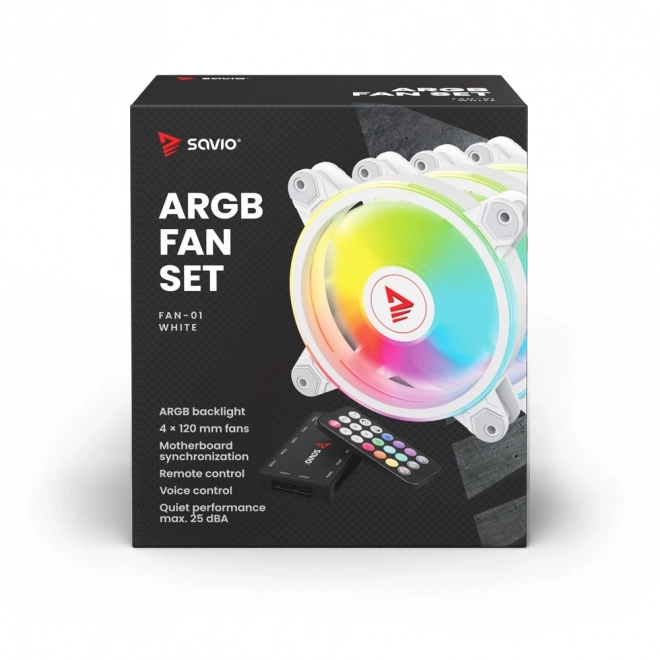 FAN-01 Blanc Pack de 4 ventilateurs 120mm ARGB avec contrôleur et télécommande