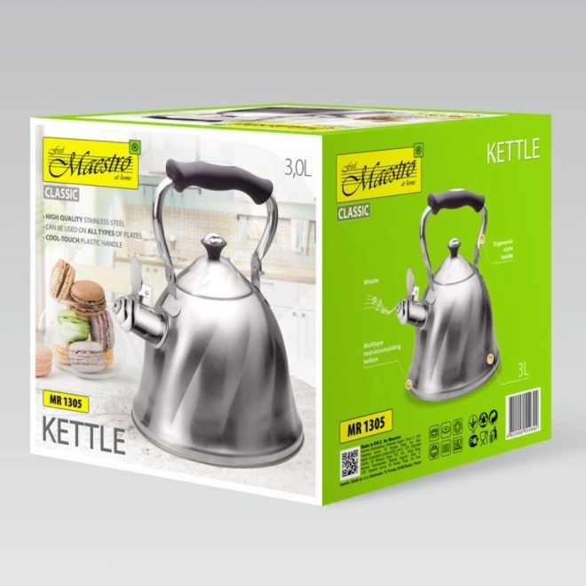 Bouilloire en acier inoxydable avec sifflet 3l Maestro