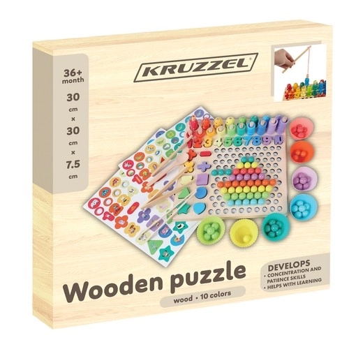 Puzzle en bois à mosaïque avec billes