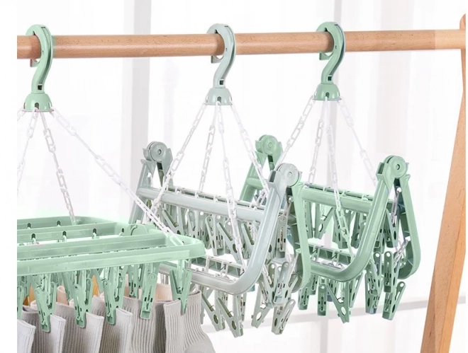 Séchoir suspendu pour chaussettes et linge avec 32 pinces