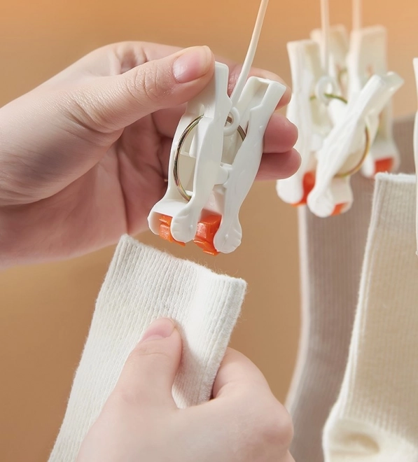 Cintre pliable en plastique pour vêtements avec pinces - 19 pinces - blanc