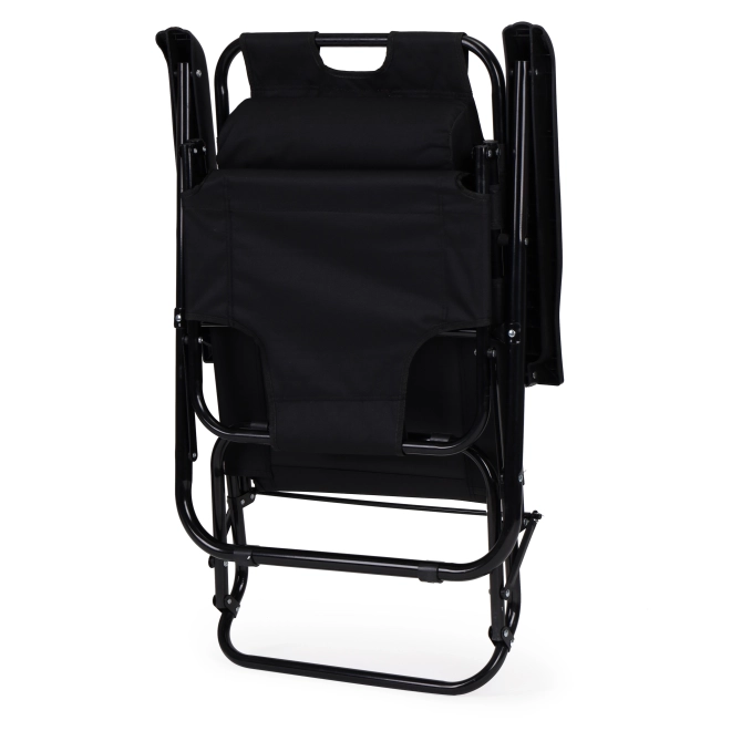 Chaise longue de jardin avec appui-tête, structure pliante, noire, MultiGarden