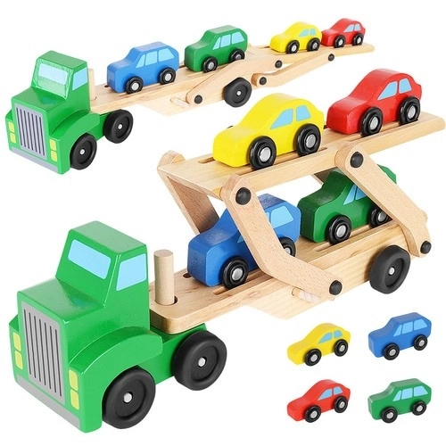Camion en bois - remorque + ensemble de voitures 22698