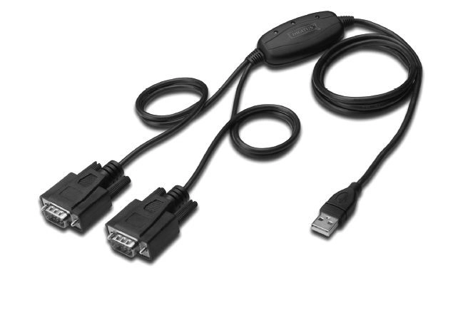 Adaptateur USB 2.0 vers 2x RS232 (DB9) avec câble USB A M/F longueur 1,5m