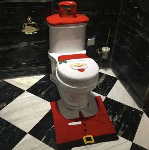 Housse de Noël pour toilettes avec tapis Ruhhy 22360