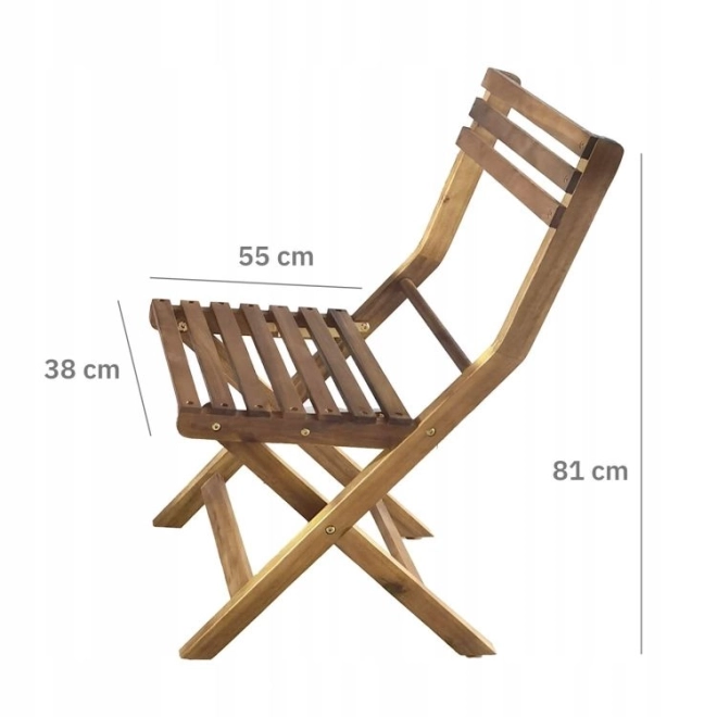 Ensemble de meubles de jardin en bois d'acacia – table et 2 chaises