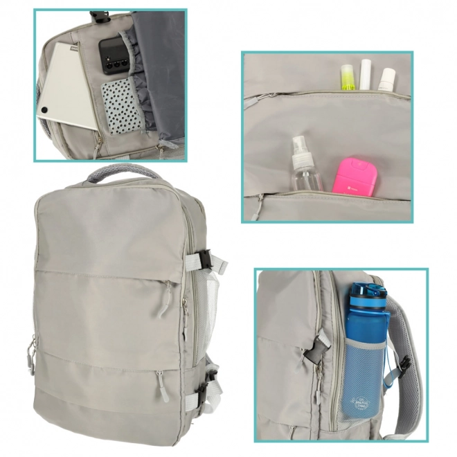 Sac à dos gris avec connexion USB résistant à l'eau