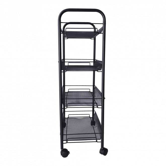 Chariot de salle de bain, étagère de cuisine avec quatre grands étagères - noir