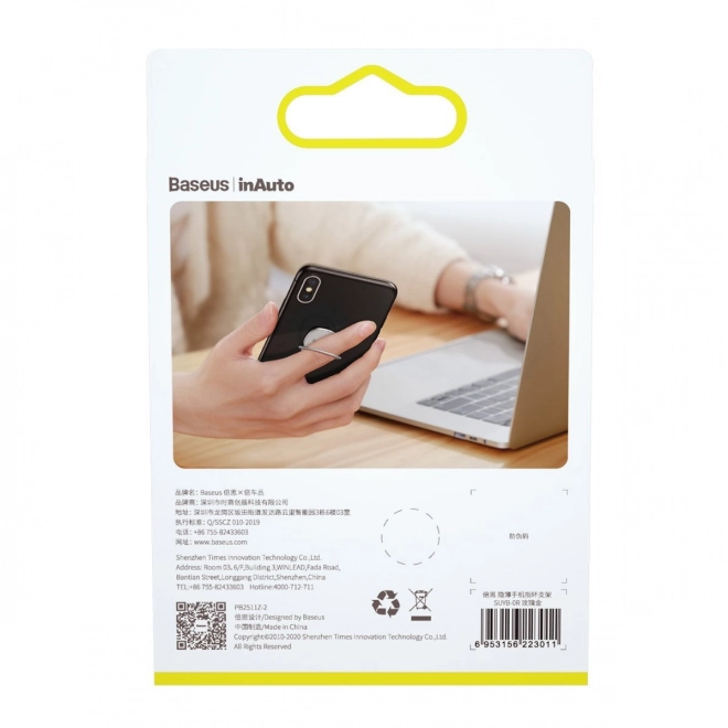Baseus Support de Bague Invisible pour Smartphones - argenté