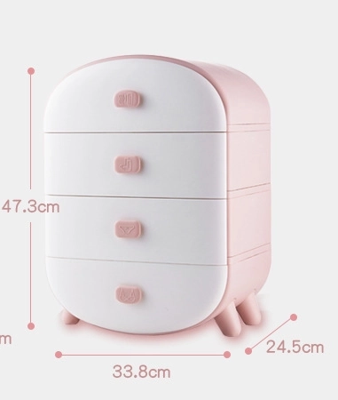 Armoire à linge avec tiroirs - rose, 4 tiroirs
