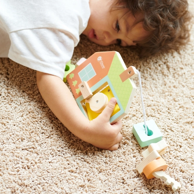 Classic World Montessori jouet d'enfilage en bois clés et portes 11 pièces