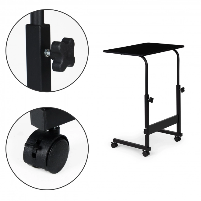 Table pour ordinateur portable avec roulettes, table fixée au fauteuil inclinable - noir