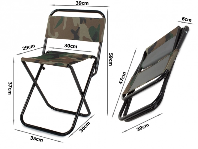 Chaise pliante de camping pour la pêche camouflage
