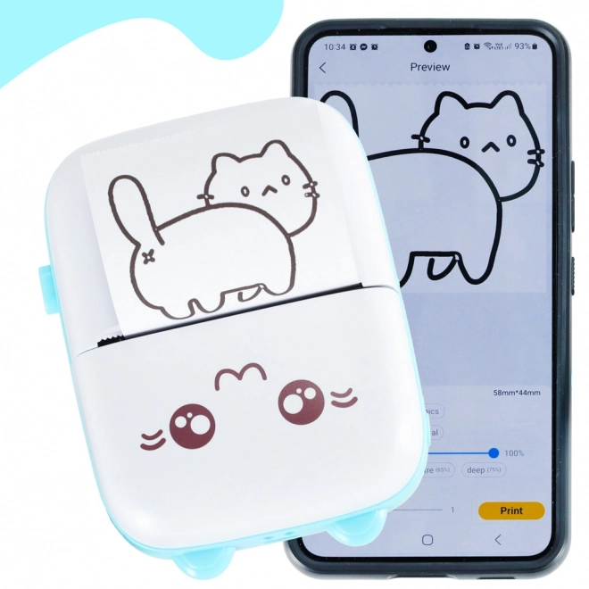 Imprimante mini mobile thermique Chat Bleu