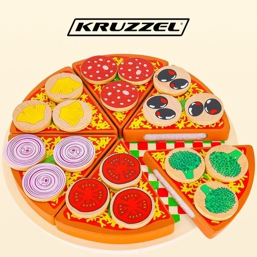 Pizza en bois avec velcro pour enfants