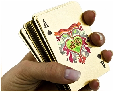 Cartes à jouer en plastique doré - $$$ dollar
