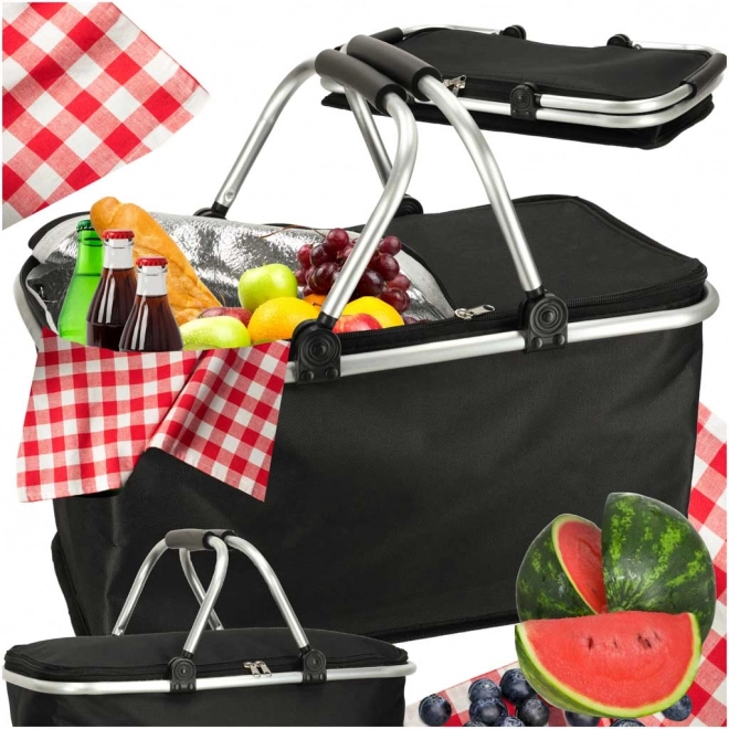 Panier thermique pliable noir pour pique-nique