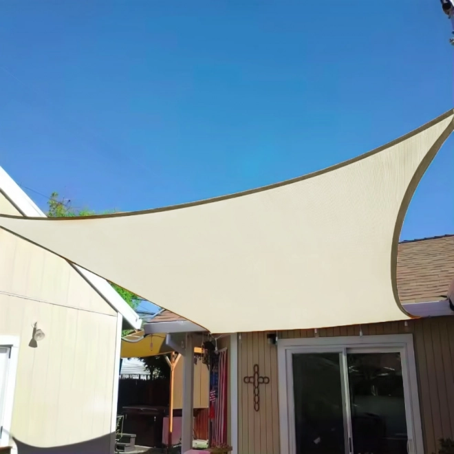 Voile d'ombrage carré beige avec capote imperméable ModernHome – 4 x 4 m