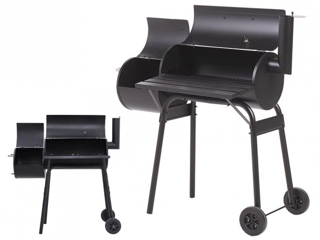 Barbecue de jardin au charbon de bois avec fumoir et roulettes