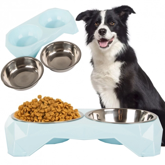 Gamelle double en métal pour chiens et chats