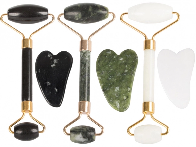 Rouleau de massage en jade pour le visage et plaque