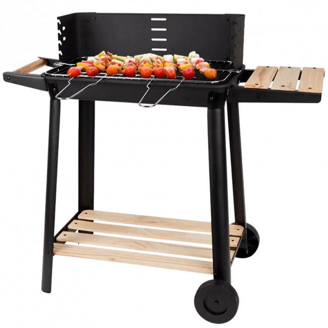 Gril de jardin portable au charbon de bois avec grille réglable et étagères