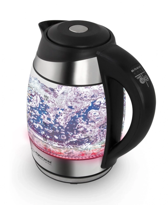Bouilloire Seine 1,7 l en verre noir avec éclairage LED et régulation de température