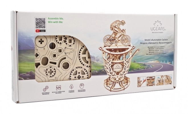 Ugears 3D puzzle mécanique en bois Cycliste Autopropulsé