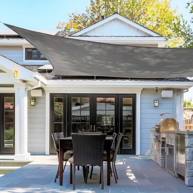 Voile d'ombrage carré beige avec capote imperméable ModernHome – 3 x 3 m