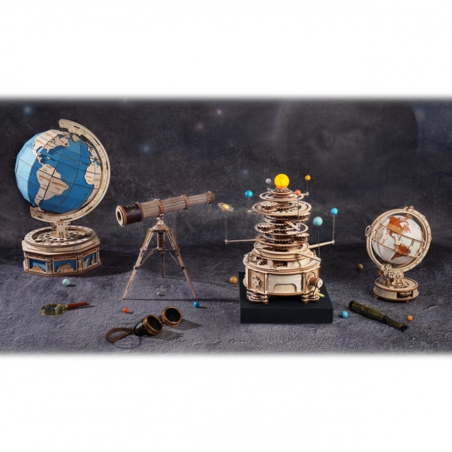 RoboTime Puzzle mécanique 3D en bois Globe lumineux