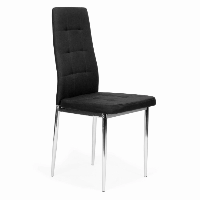 Ensemble de 4 chaises noires pour le salon et la salle à manger avec pieds chromés
