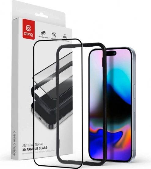 Crong verre de protection antibactérien 3D Armour Glass pour iPhone 16 Pro Max – iPhone 16 Pro