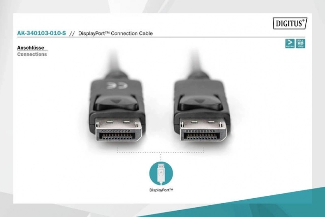 Câble DisplayPort avec attache 1080p 60Hz FHD DP/M DP/M noir 1m