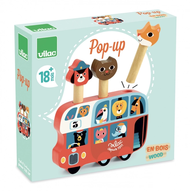 Jeu de bus à ressort en bois avec des animaux
