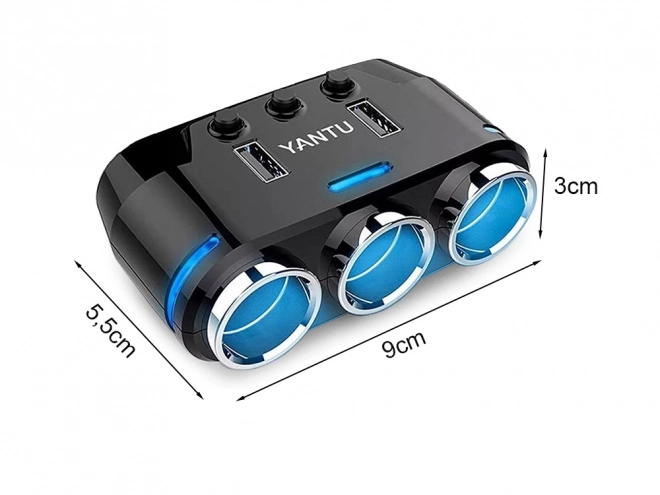 Adaptateur USB pour voiture avec répartiteur d'allume-cigare