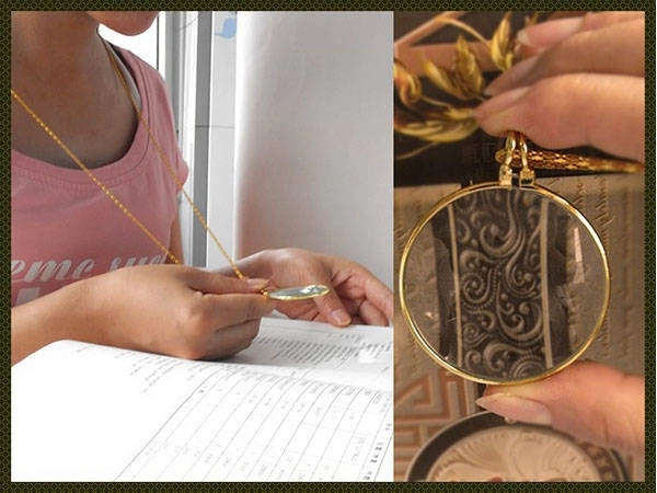 COLLIER LECTURE VERRE DORÉ 5x ÉLÉGANT