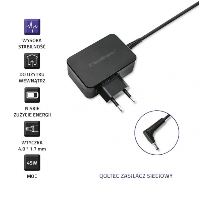 Chargeur Qoltec pour ordinateurs portables Lenovo 45W