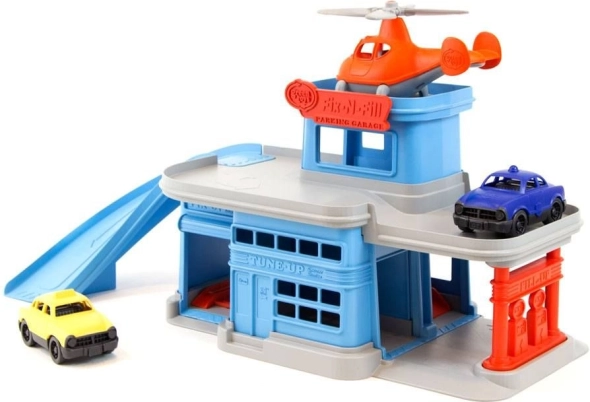 Garage à étages bleue avec accessoires de Green Toys