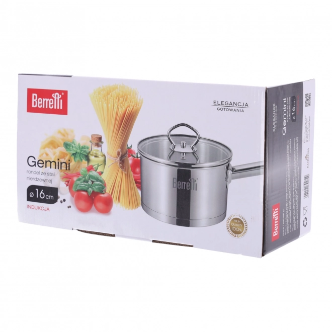 Casserole en acier inoxydable avec couvercle Gemini Berretti, 16 cm