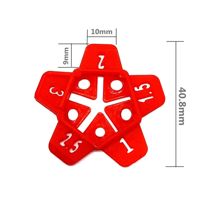 Croisillons d'espacement en forme d'étoile rouges pour carrelage 100 pièces