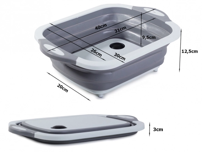 Égouttoir pliable en silicone avec planche à découper