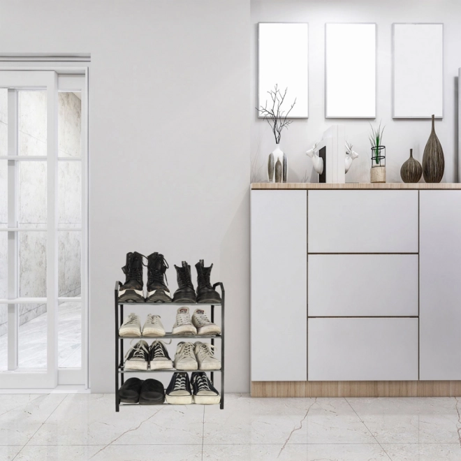Étagère à chaussures 4 niveaux noire