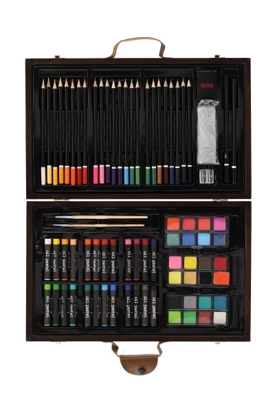 Ensemble de peinture Art box dans une mallette en bois - 79 pièces