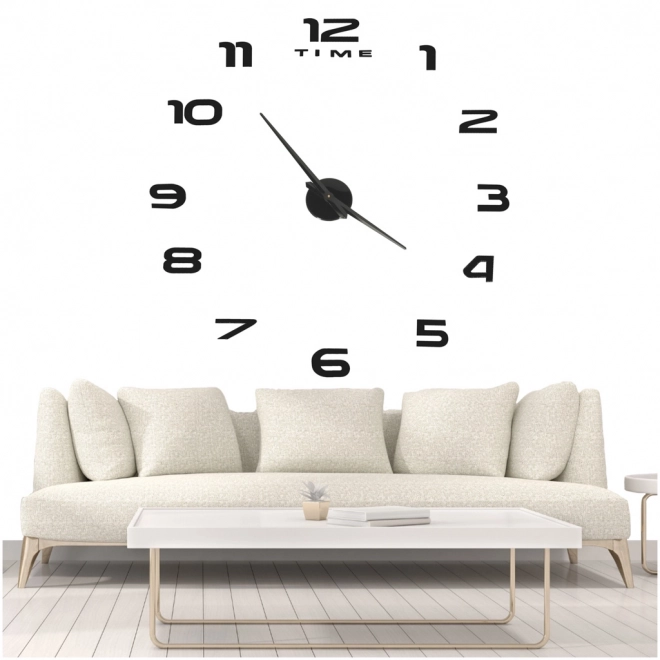 Grande horloge murale DIY noire avec 12 chiffres