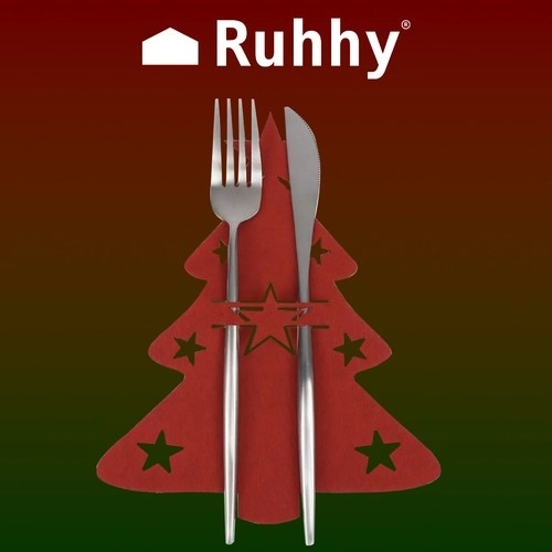 Accessoires de Noël pour couverts - sapins Ruhhy, 12 pièces